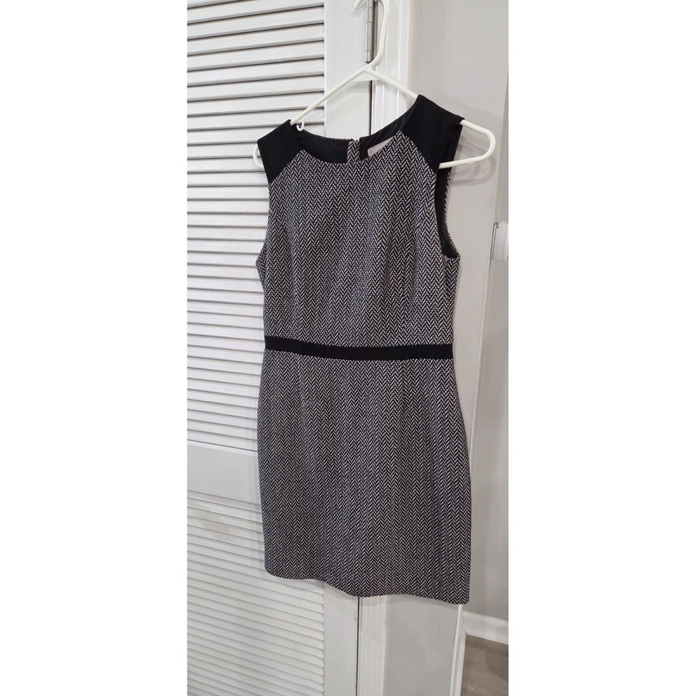 Banana Republic Womens Black White Herringbone Wool Blend Sheath Dress Size 6